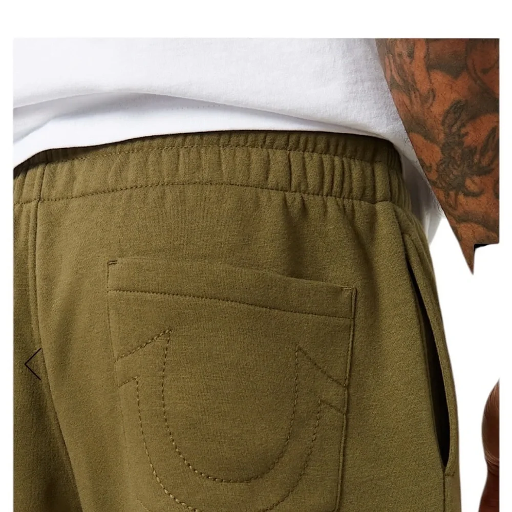 True Religion Logo Branded Joggers.  OD Green.